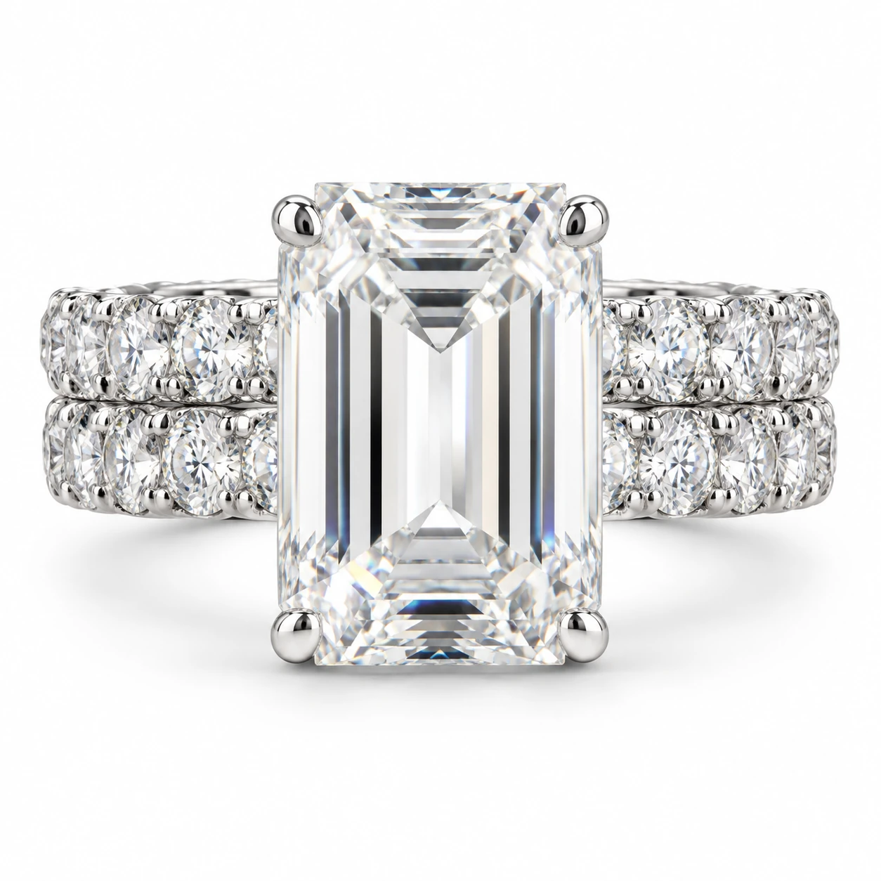 Emerald Cut Double Pave Ring by Fabulla Diamonds Co., view 1 of 4