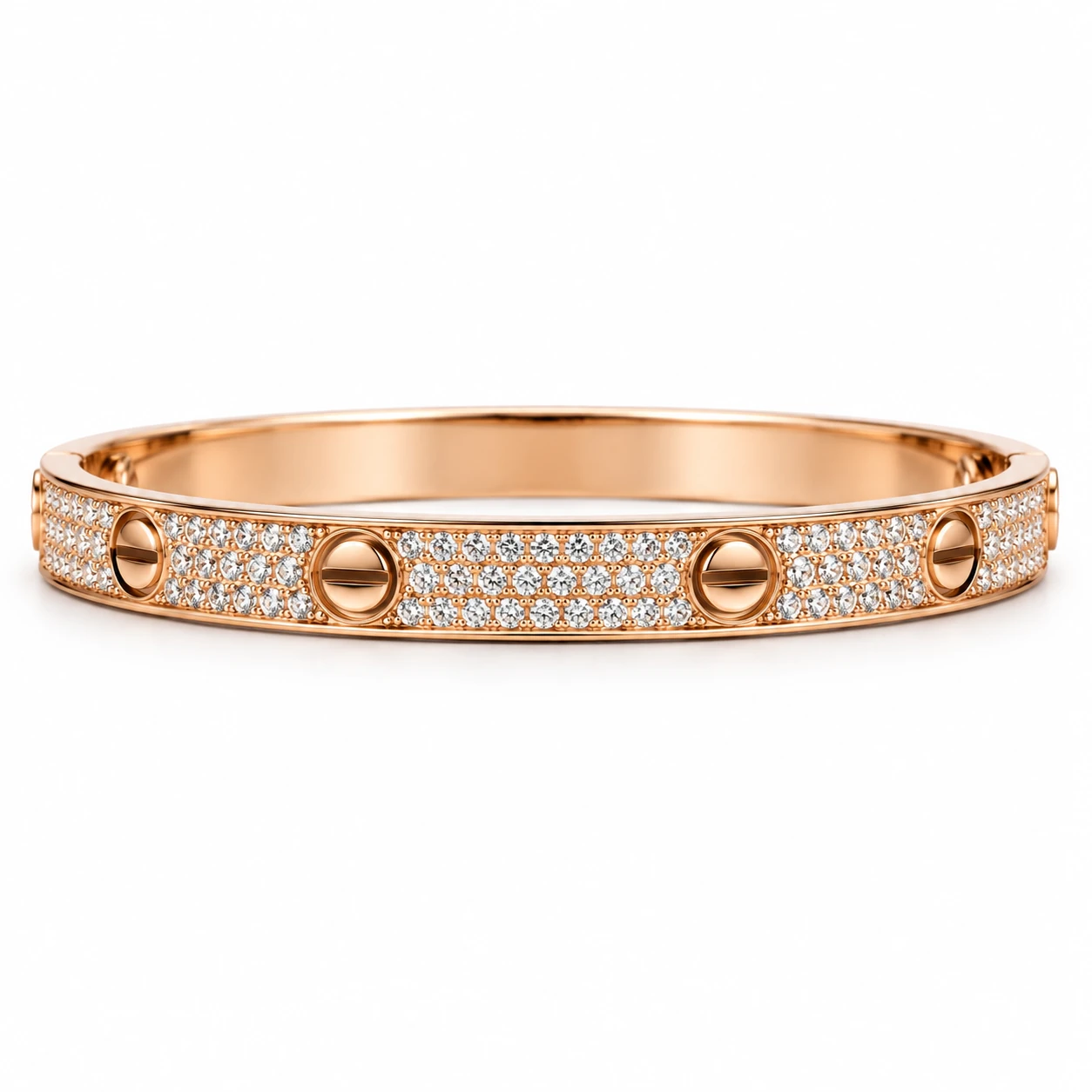 Rose Gold Pave Screw Bangle by Fabulla Diamonds Co., view 1 of 4
