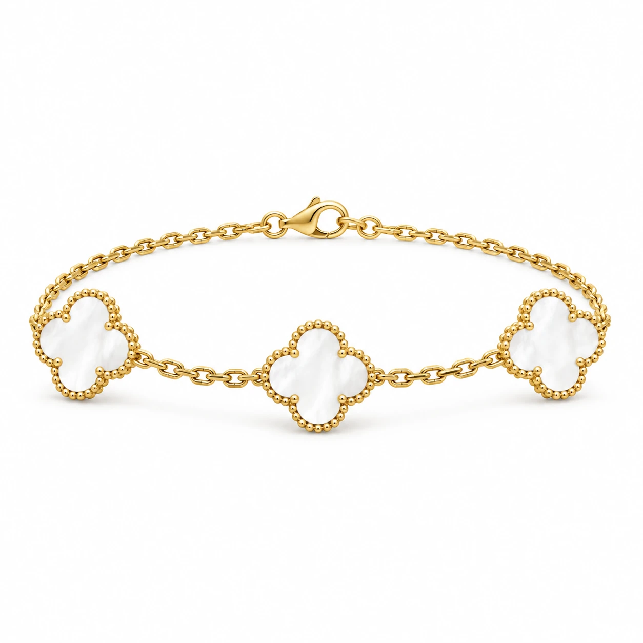 Three Clover Motif Chain Bracelet by Fabulla Diamonds Co., view 1 of 4