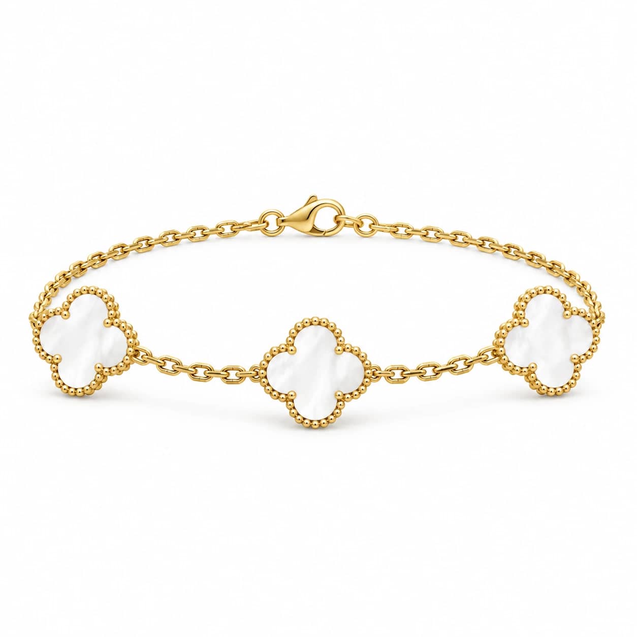 Three Clover Motif Chain Bracelet by Fabulla Diamonds Co.