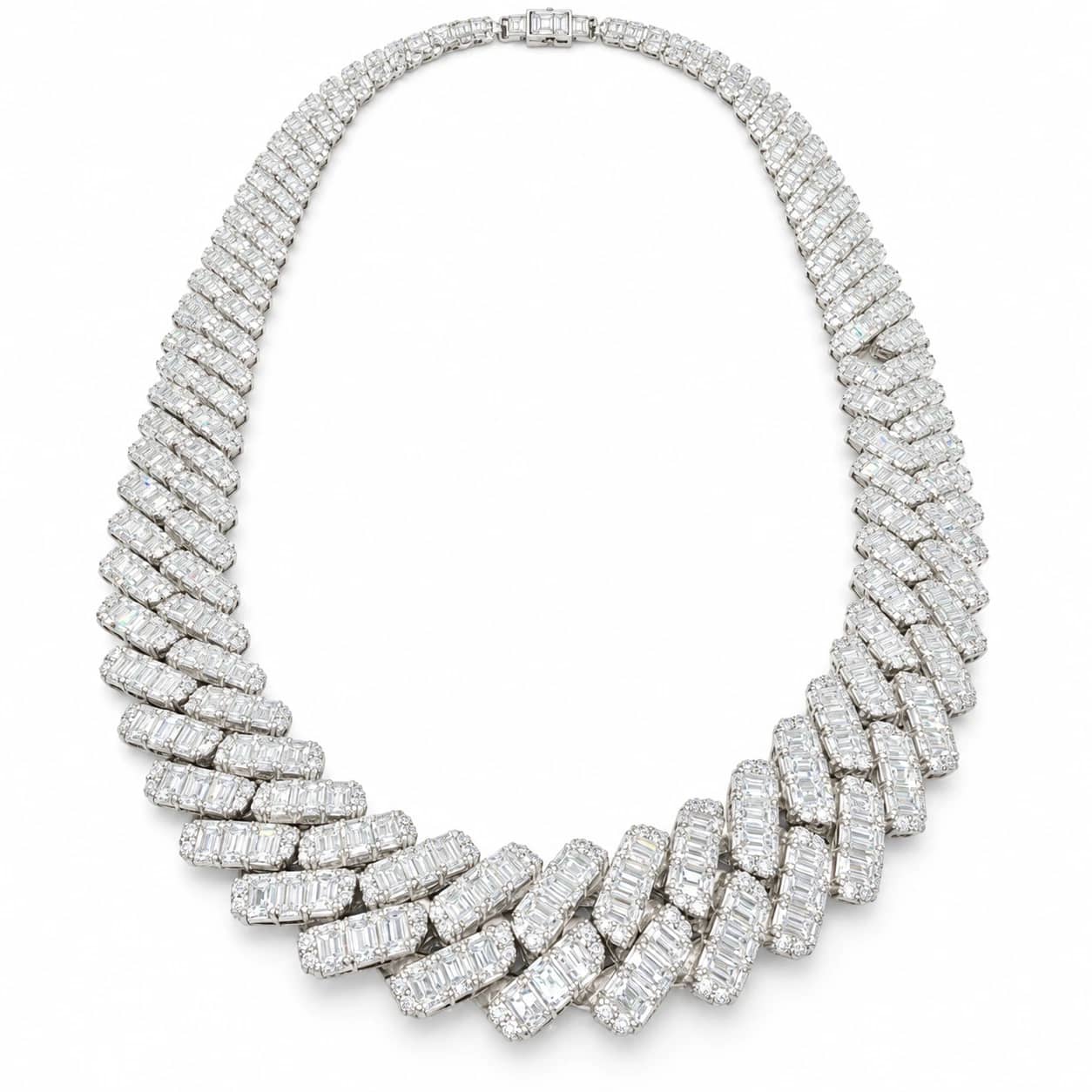 Graduated Baguette Diamond Collar Necklace by Fabulla Diamonds Co.